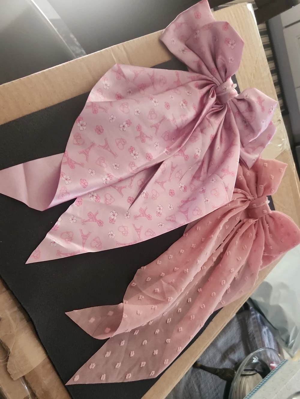 Pink Bow Scarf Hair Accessories - Pair of Decorative Bows